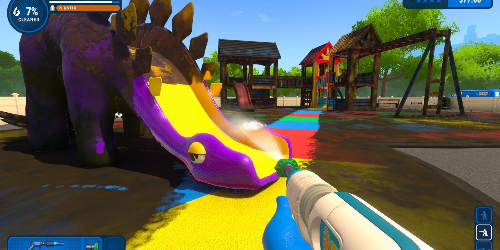 Washing a playground in PowerWash Simulator