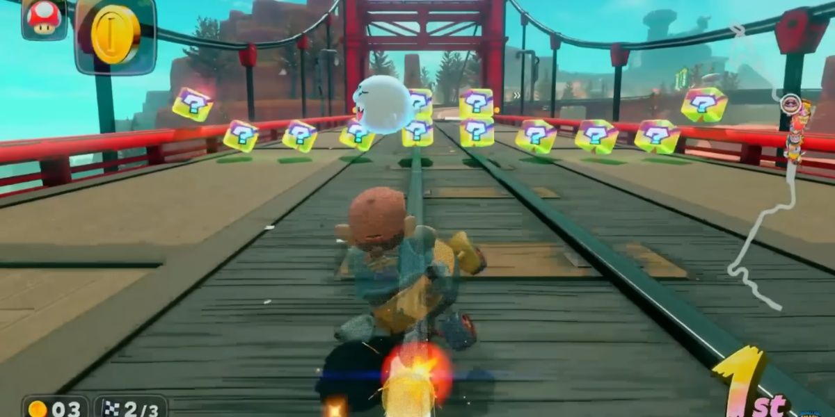 Question Blocks on a track in Mario Kart World