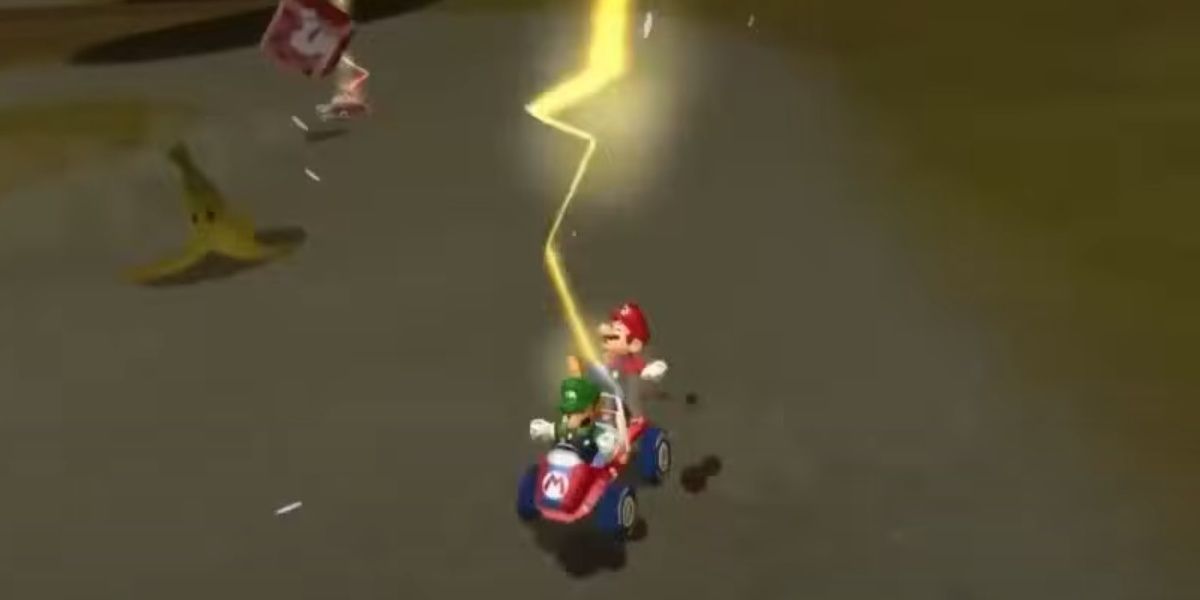 Lightning hitting mario and luigi in Mario Kart: Double Dash!!