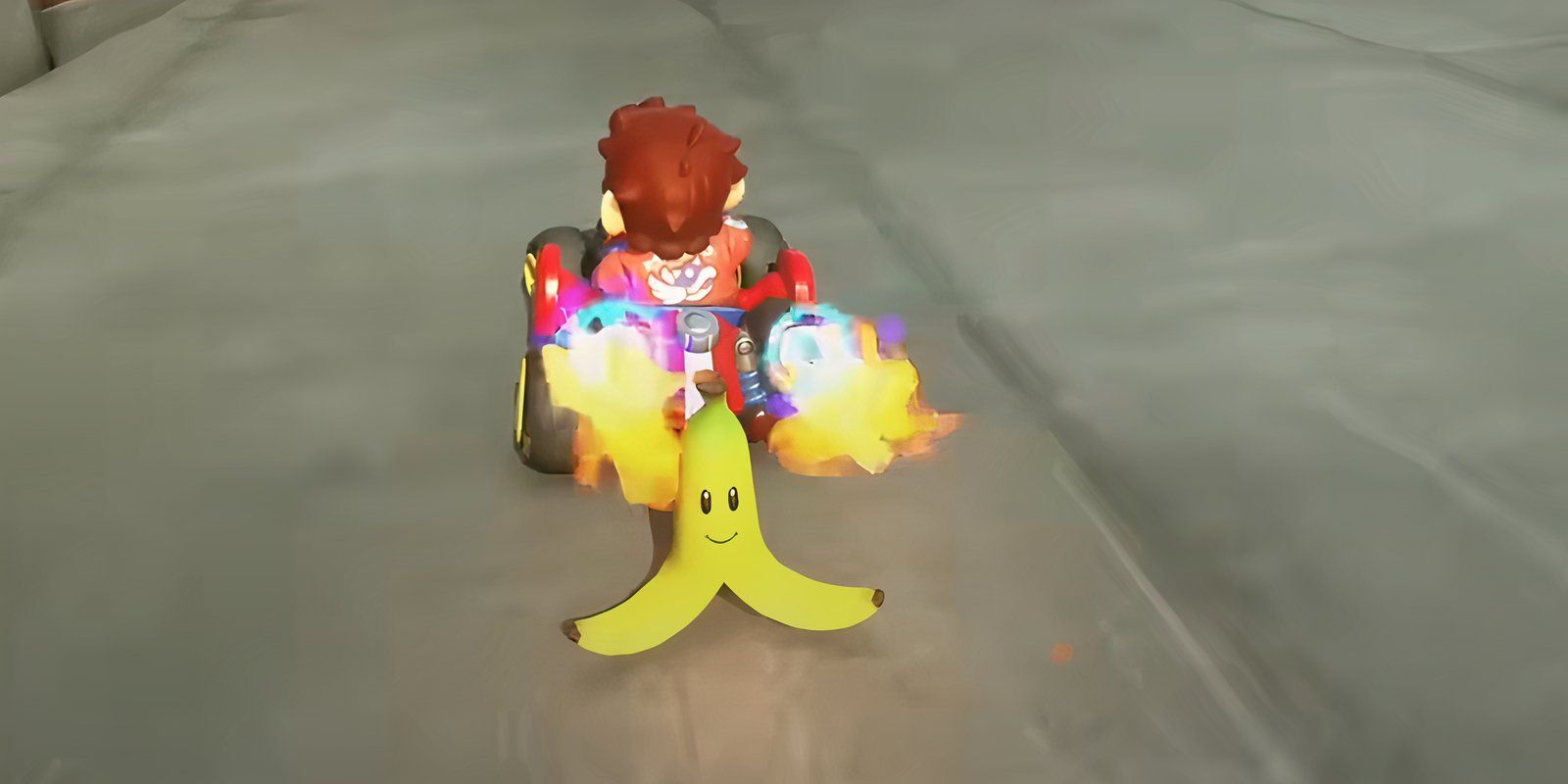 Banana Mario Kart World single use behind Mario
