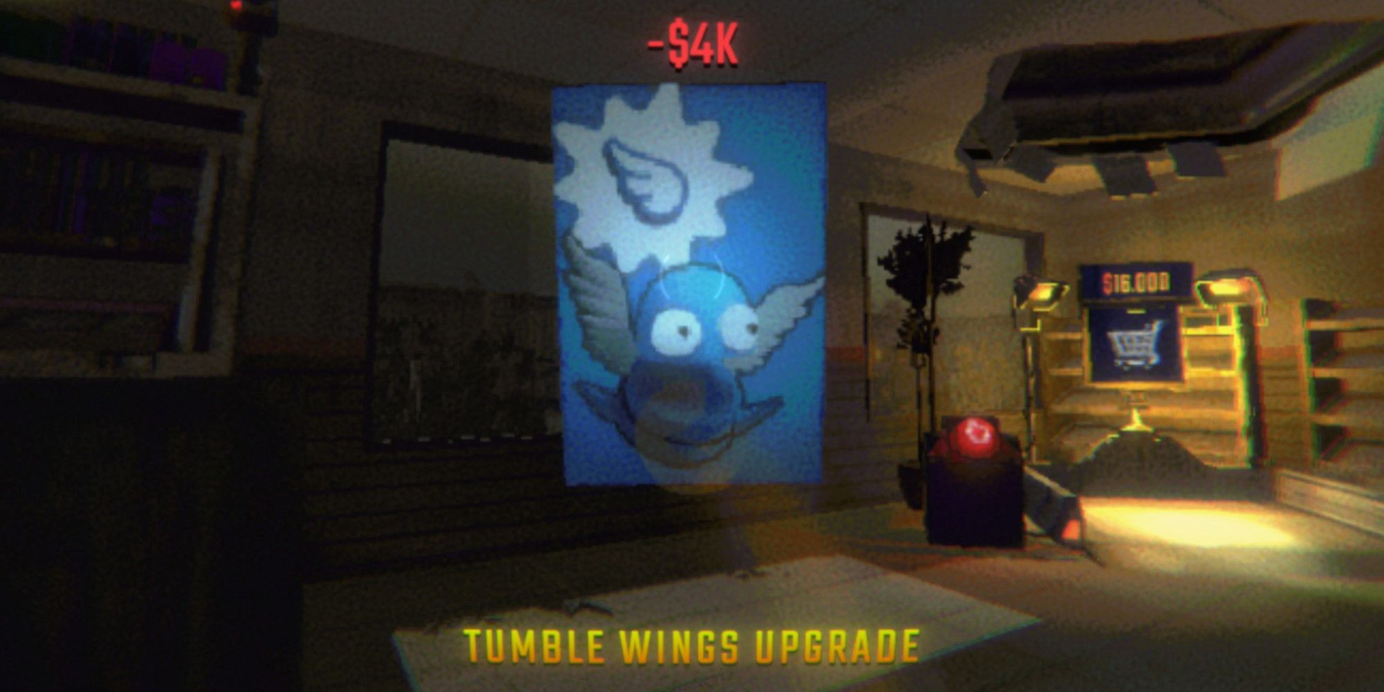 Um jogador segurando a atualização do Wings.