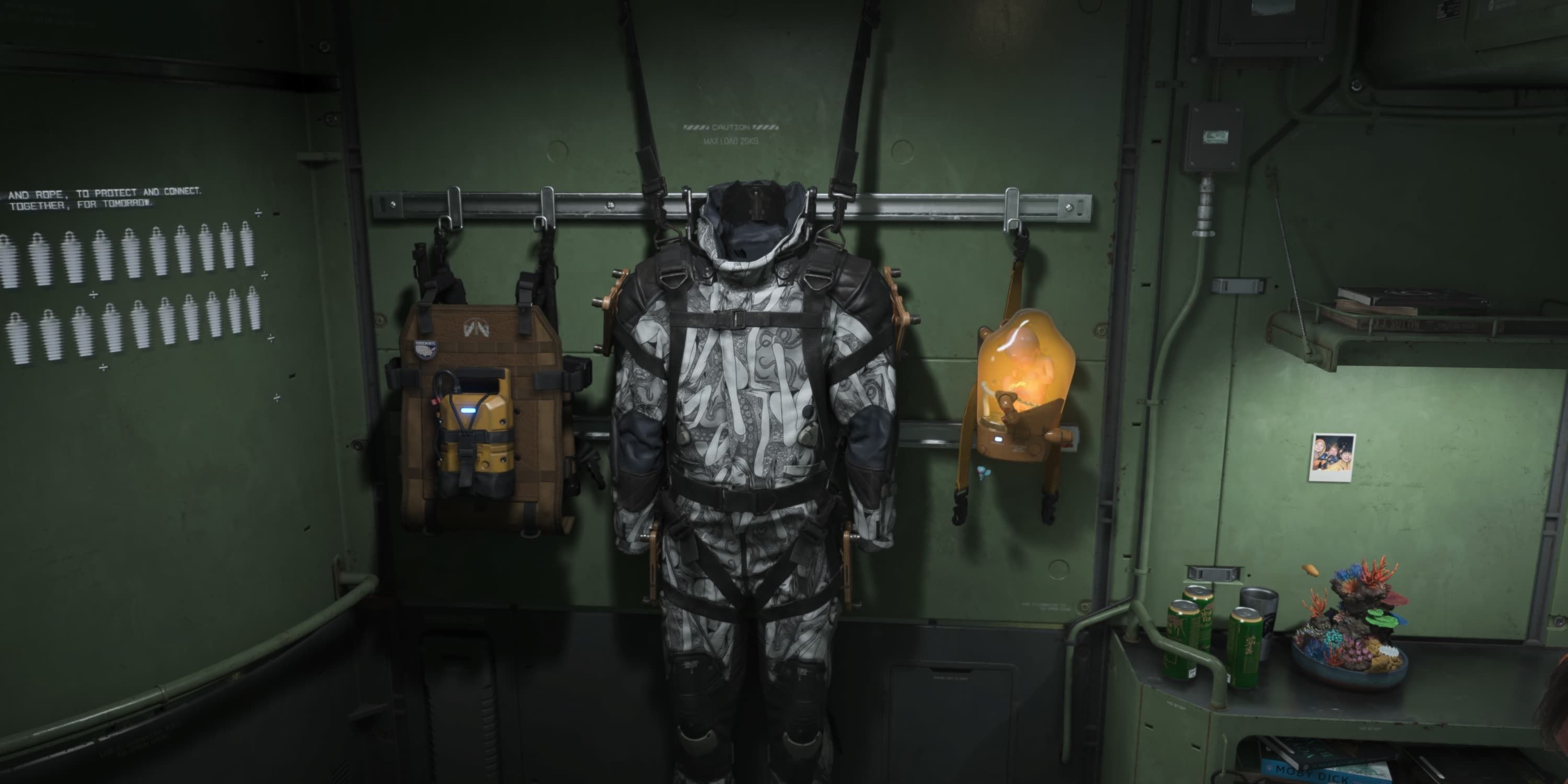 Screenshot of the Junji Ito Suit in Death Stranding 2