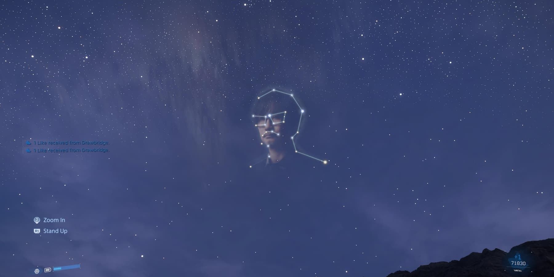 Image of Kojima in the stars in Death Stranding 2