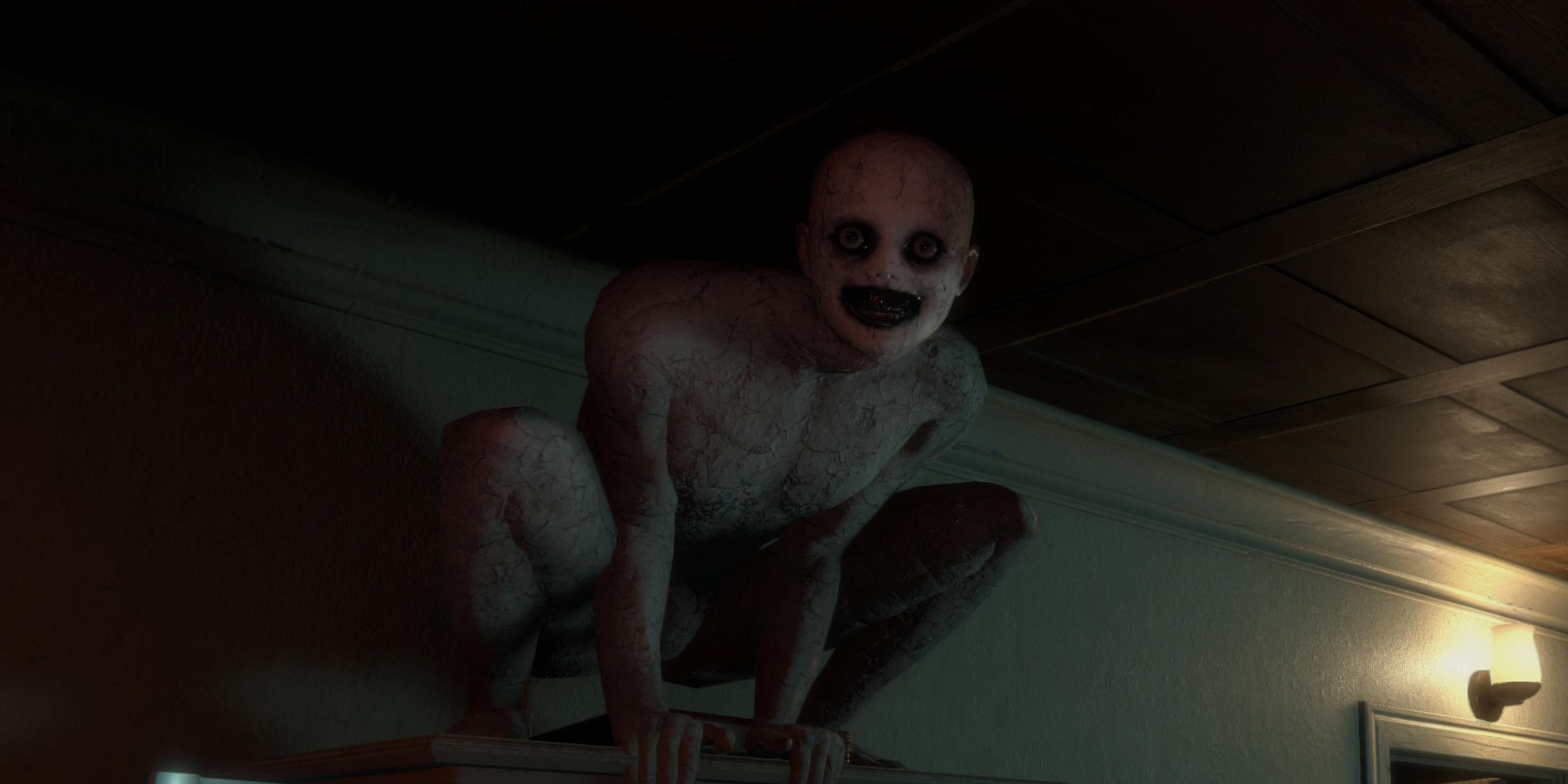 A scary figure sitting on a shelf in The Mortuary Assistant
