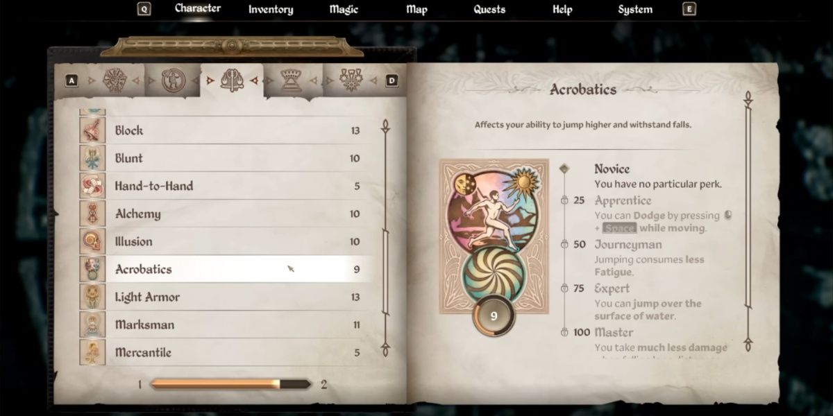 Acrobatics Skill in The Elder Scrolls IV: Oblivion Remastered
