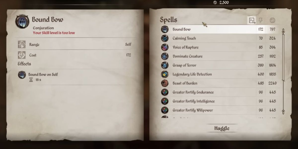 Bound Bow Spell in The Elder Scrolls IV: Oblivion Remastered