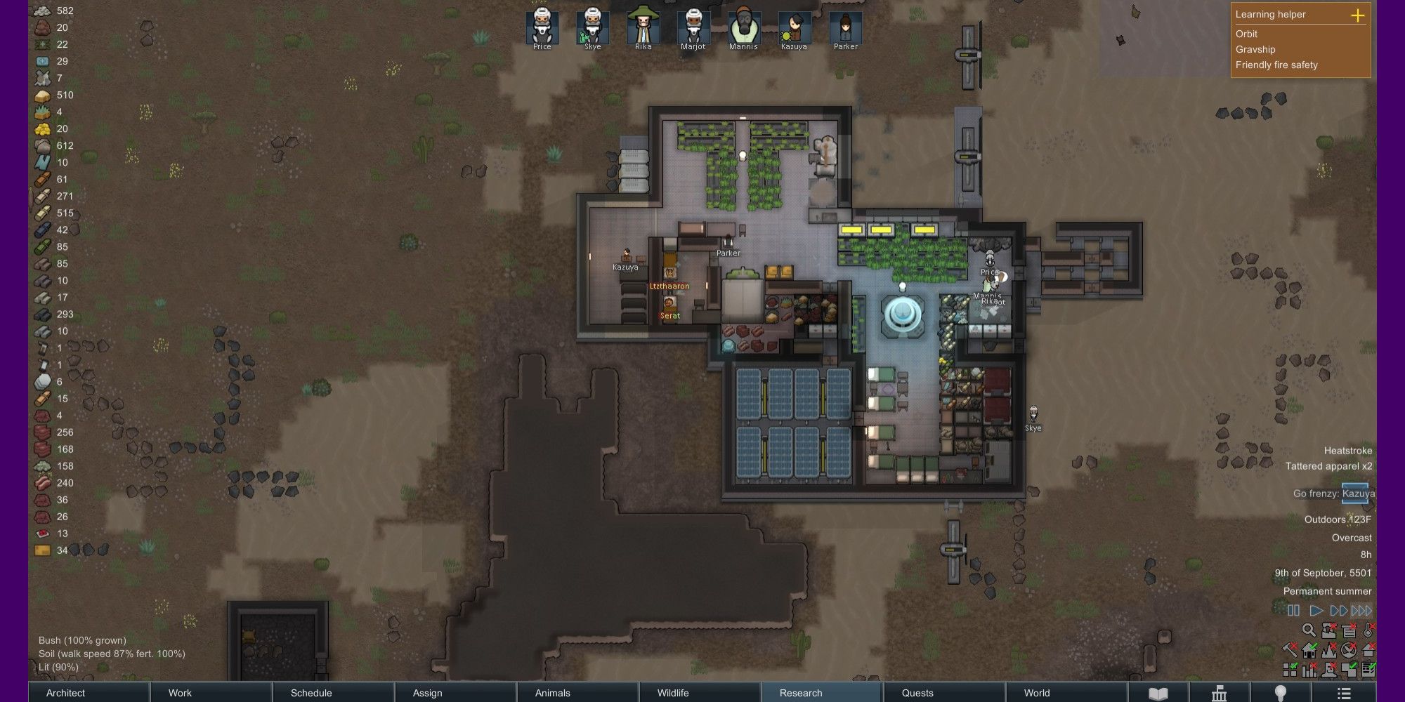 A mobile colony with several Hydroponics Basins supporting it.