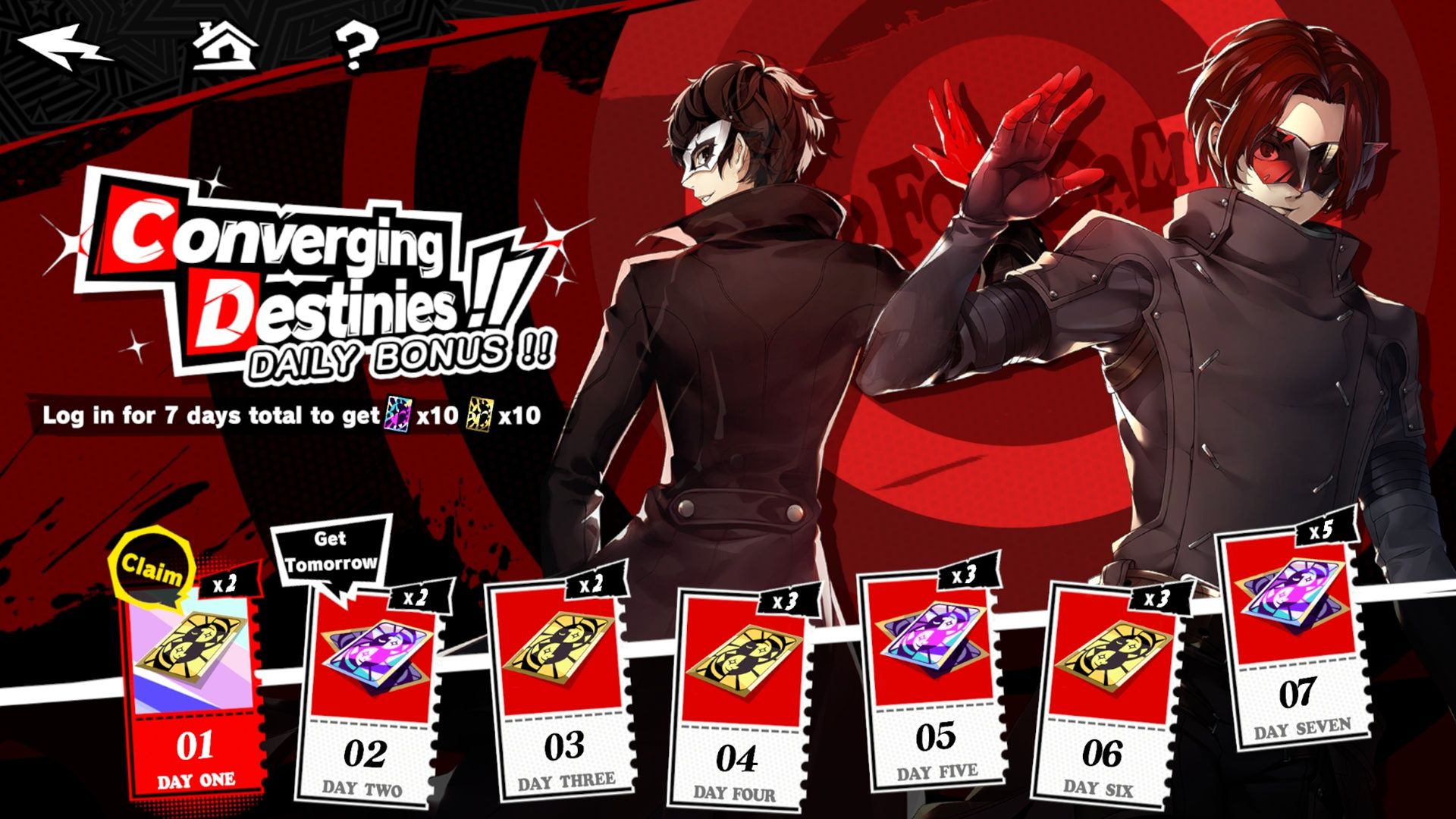Converging Destinies Daily Login Event and Rewards in Persona 5: The Phantom X