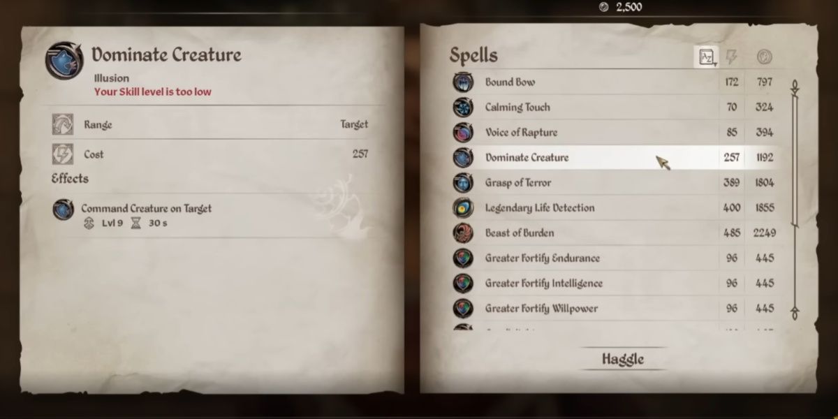 Dominate Creature Spell in The Elder Scrolls IV: Oblivion Remastered