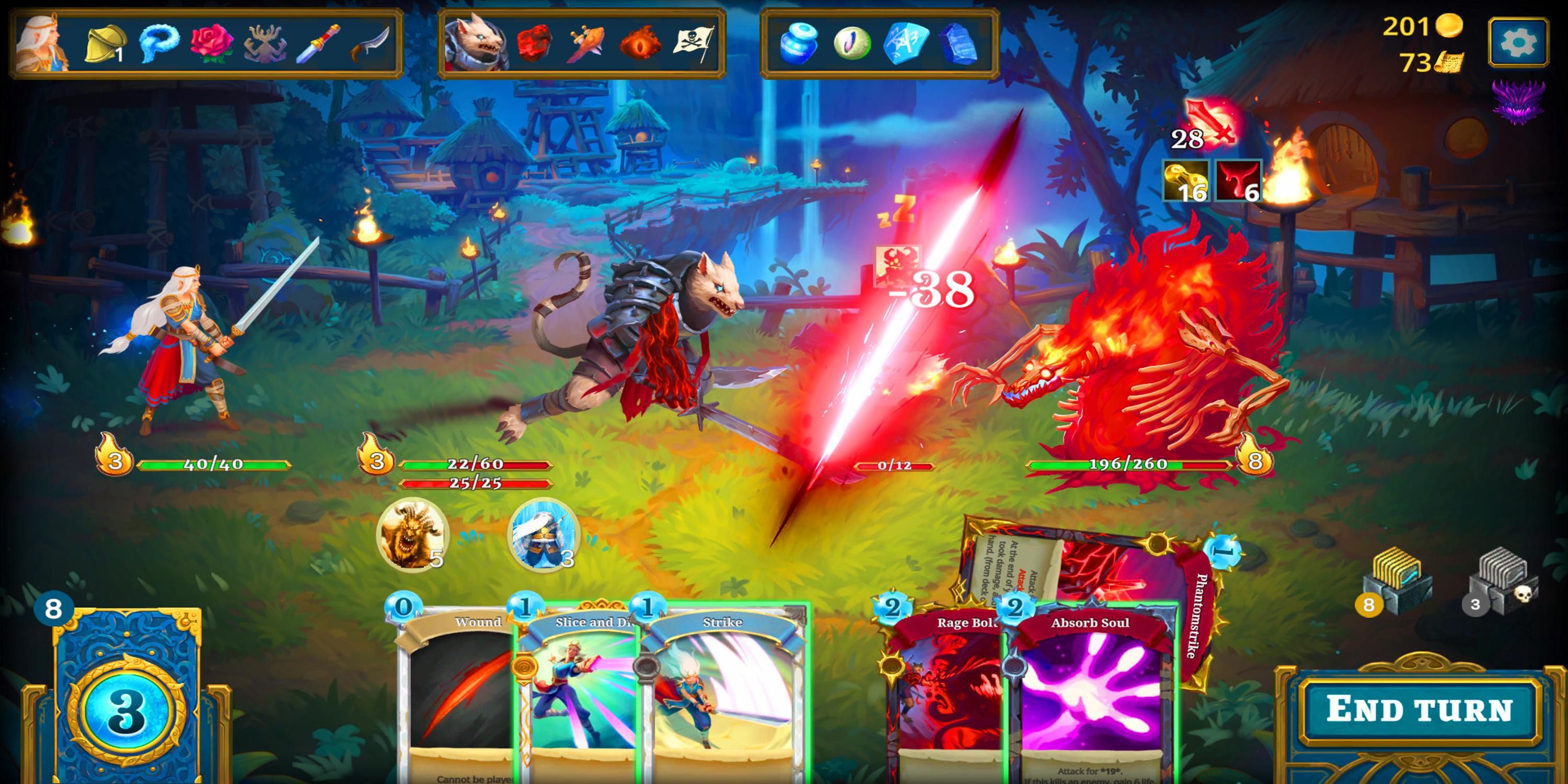 Fighting enemies in Roguebook
