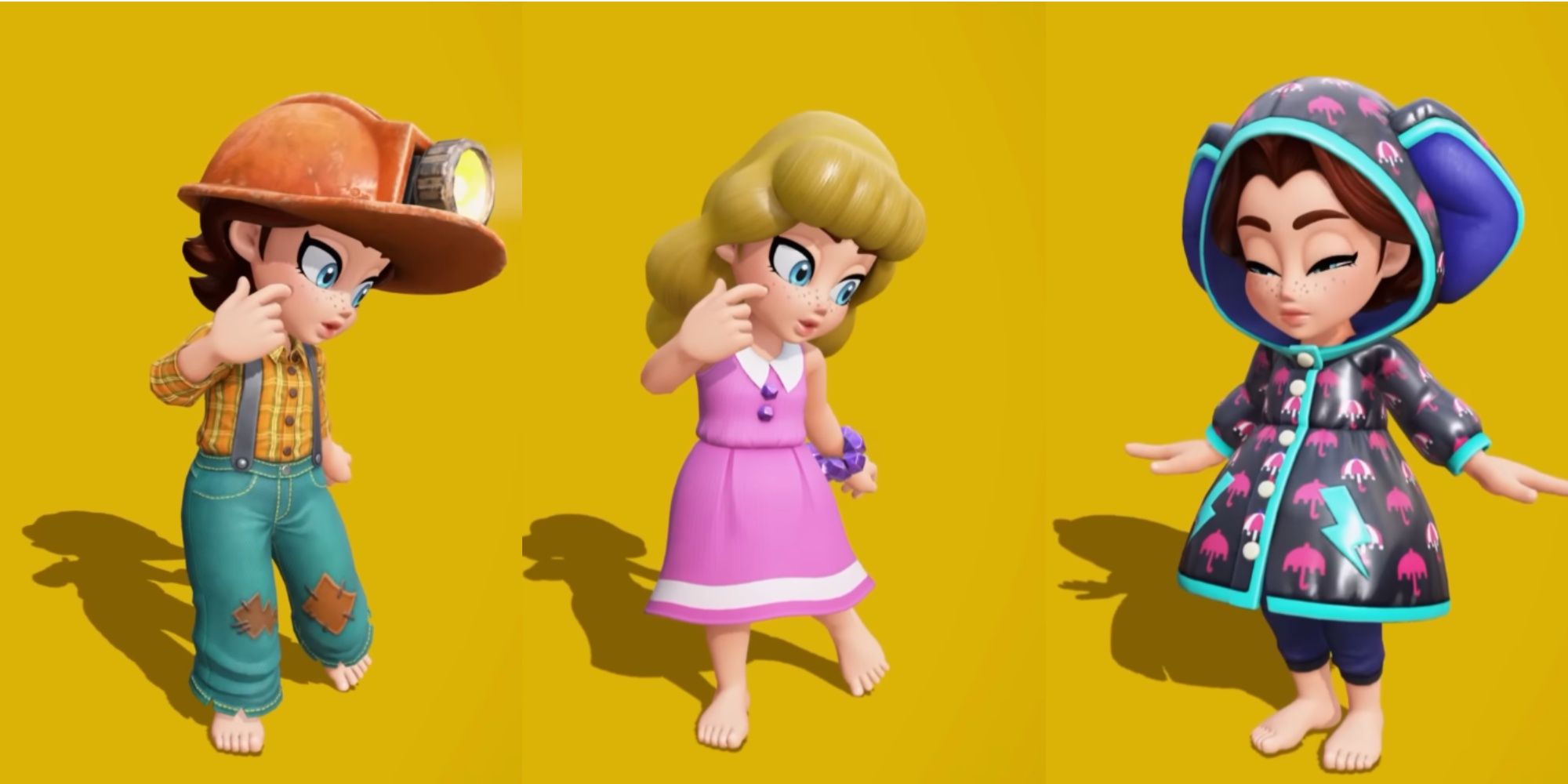 Gold-Mining Gear, Arcade Dress and Black Tempest Coat Outfits in Donkey Kong Bananza