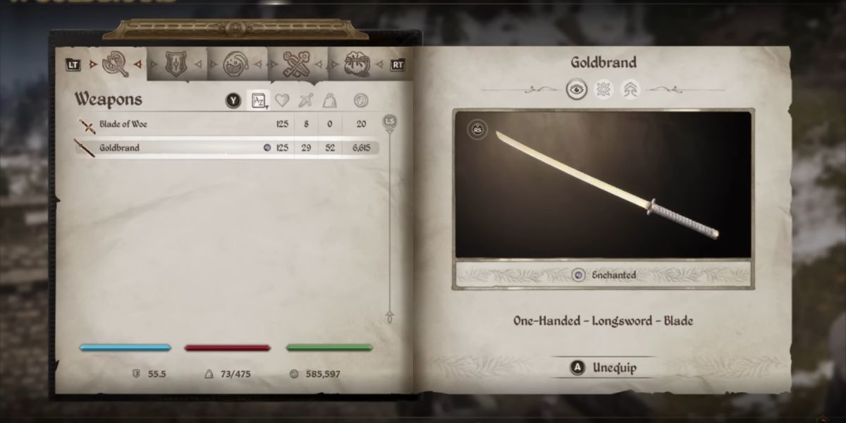Goldbrand Longsword in The Elder Scrolls IV: Oblivion Remastered