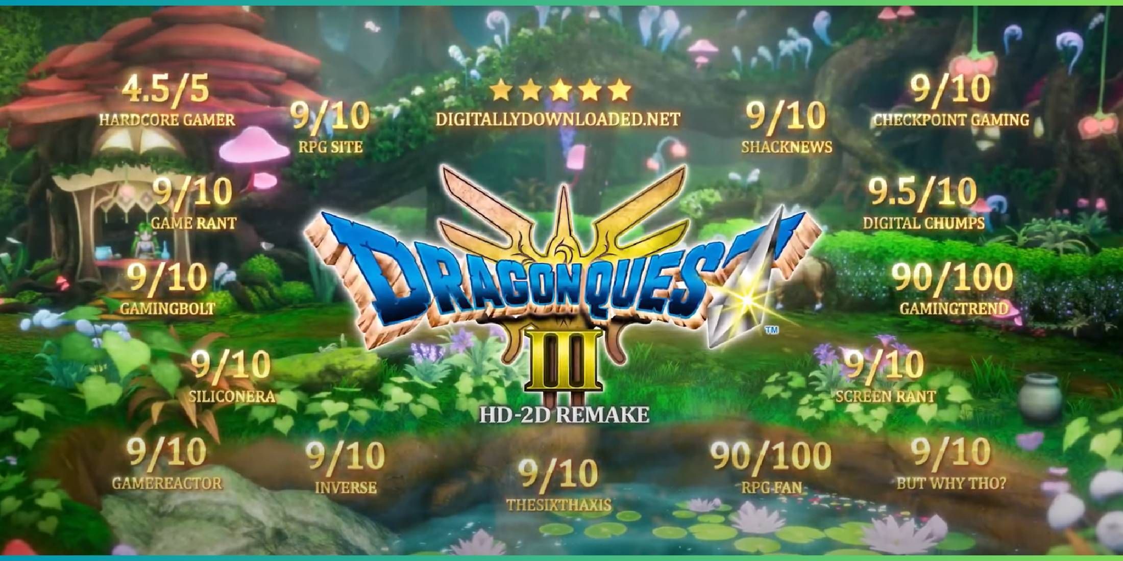 Hardcore Gamer Rating in Dragon Quest III HD Remake Accolades Trailer