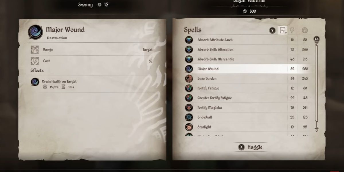 Major Wound Spell in The Elder Scrolls IV: Oblivion Remastered