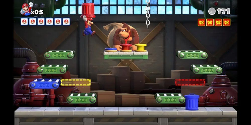 Mario-vs.-Donkey-Kong-Remake-2024-Mario-jumping-at-Donkey-Kong