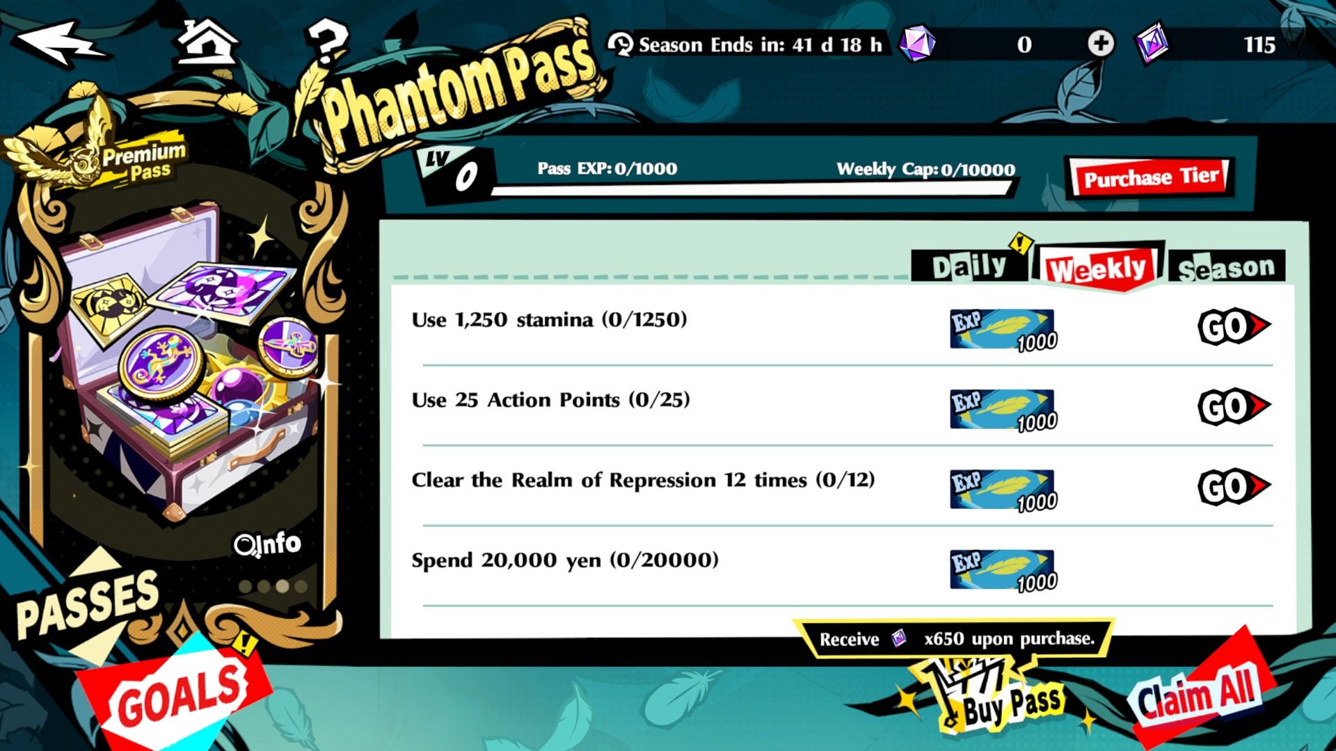 All Phantom Pass Weekly Goals in Persona 5: The Phantom X