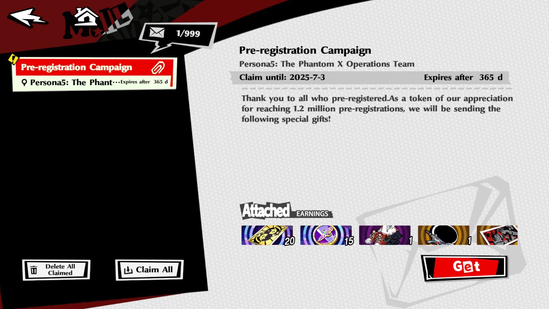All Pre-Registration Bonus Rewards in Persona 5: The Phantom X