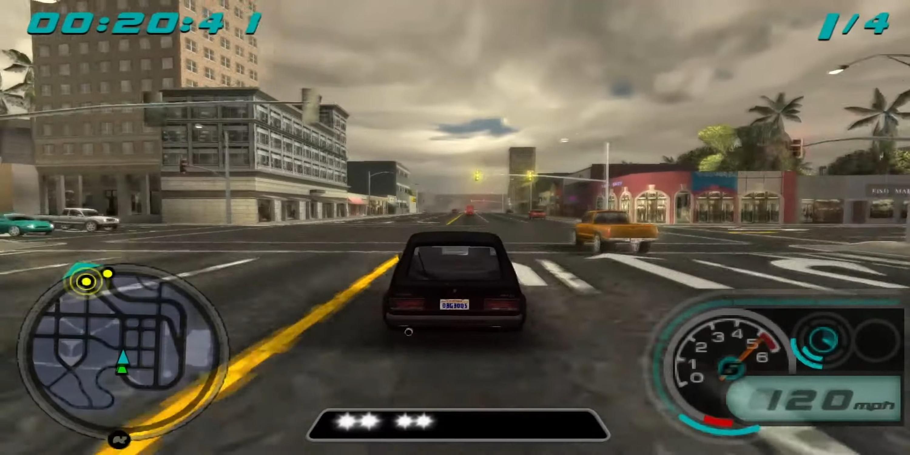 Racing in the streets in a black car on Midnight Club LA Remix