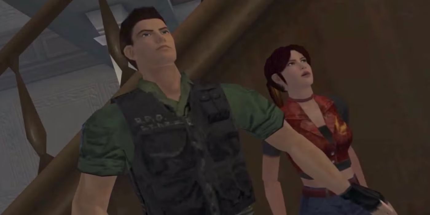 Resident-Evil-Code-Veronica-Chris-Redfield-protecting-Claire-Redfield-cutscene