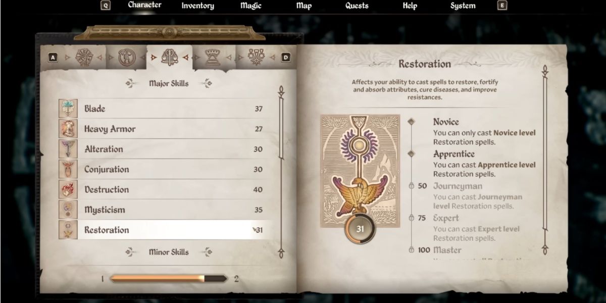 Restoration Skill in The Elder Scrolls IV: Oblivion Remastered
