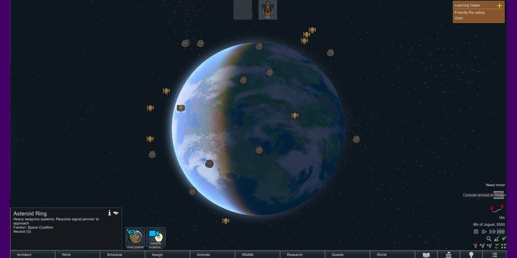 A view of a rimworld from orbit.
