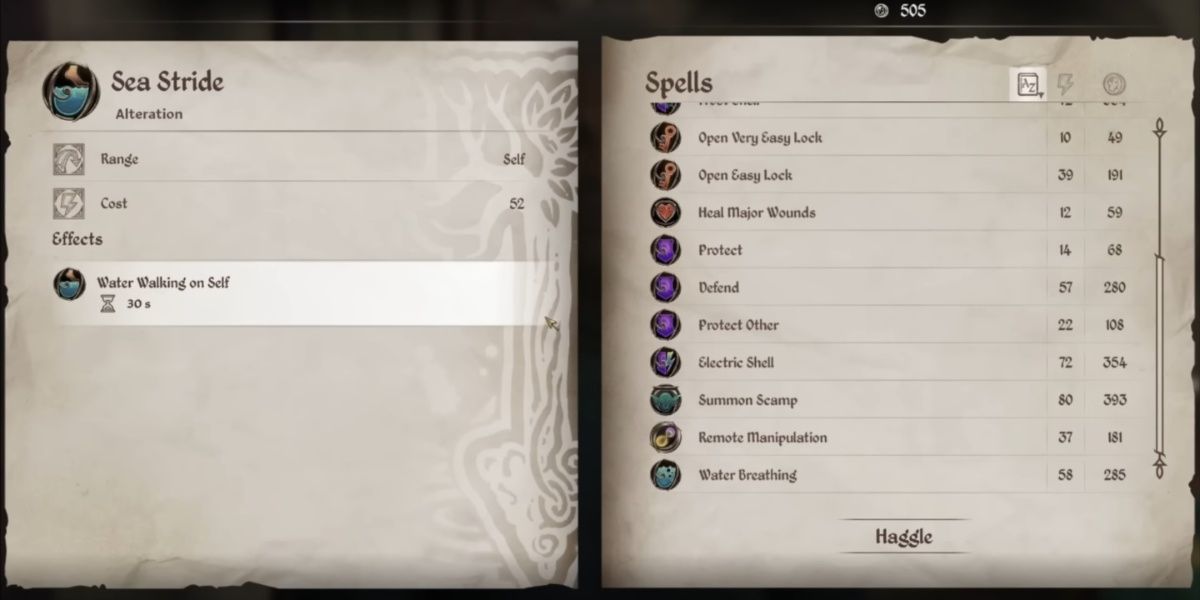 Sea Stride Spell in The Elder Scrolls IV: Oblivion Remastered