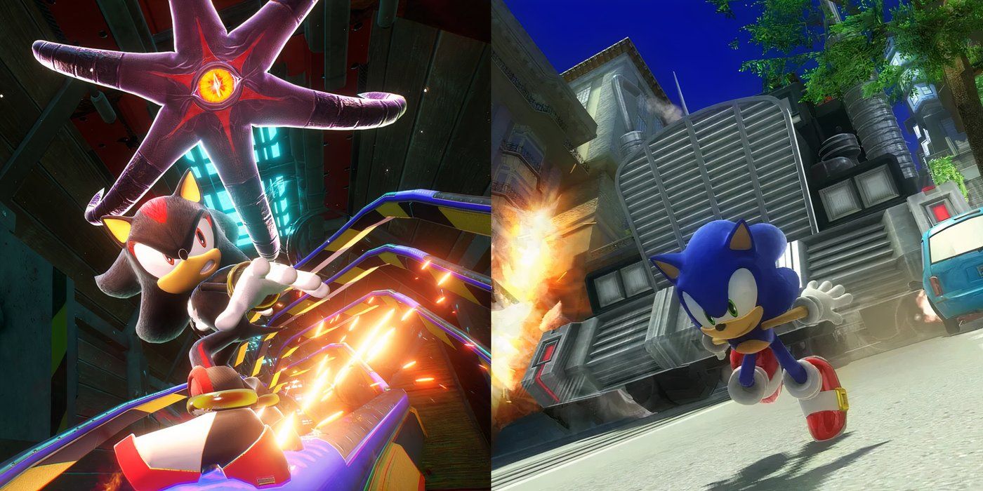 Sonic-X-Shadow-Generations-Shadow-the-Hedgehog-grinding-on-rail-with-Black-Doom-Eye-and-Sonic-the-Hedgehog-outrunning-truck