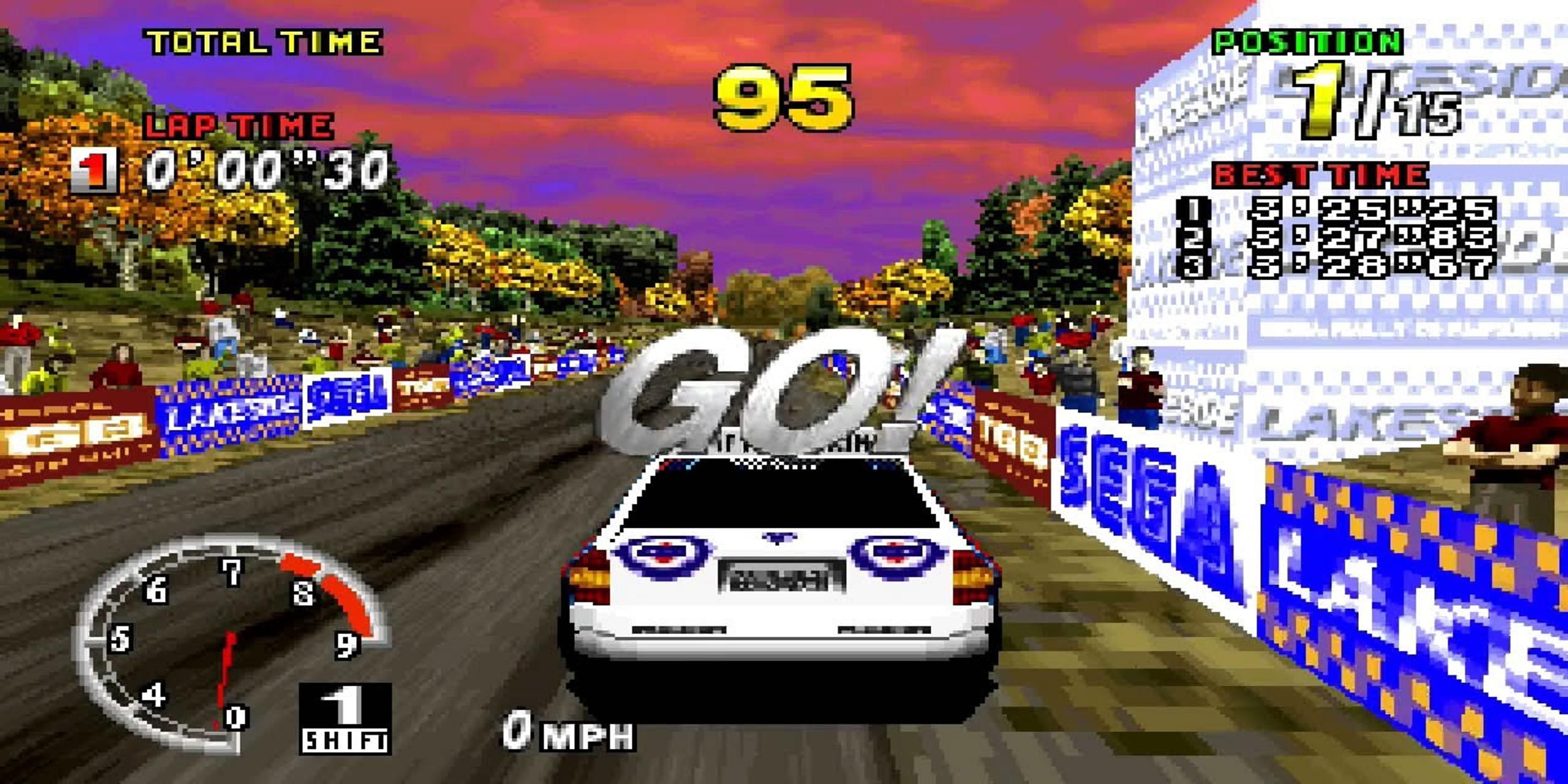 Starting a race in Sega Rally Championship
