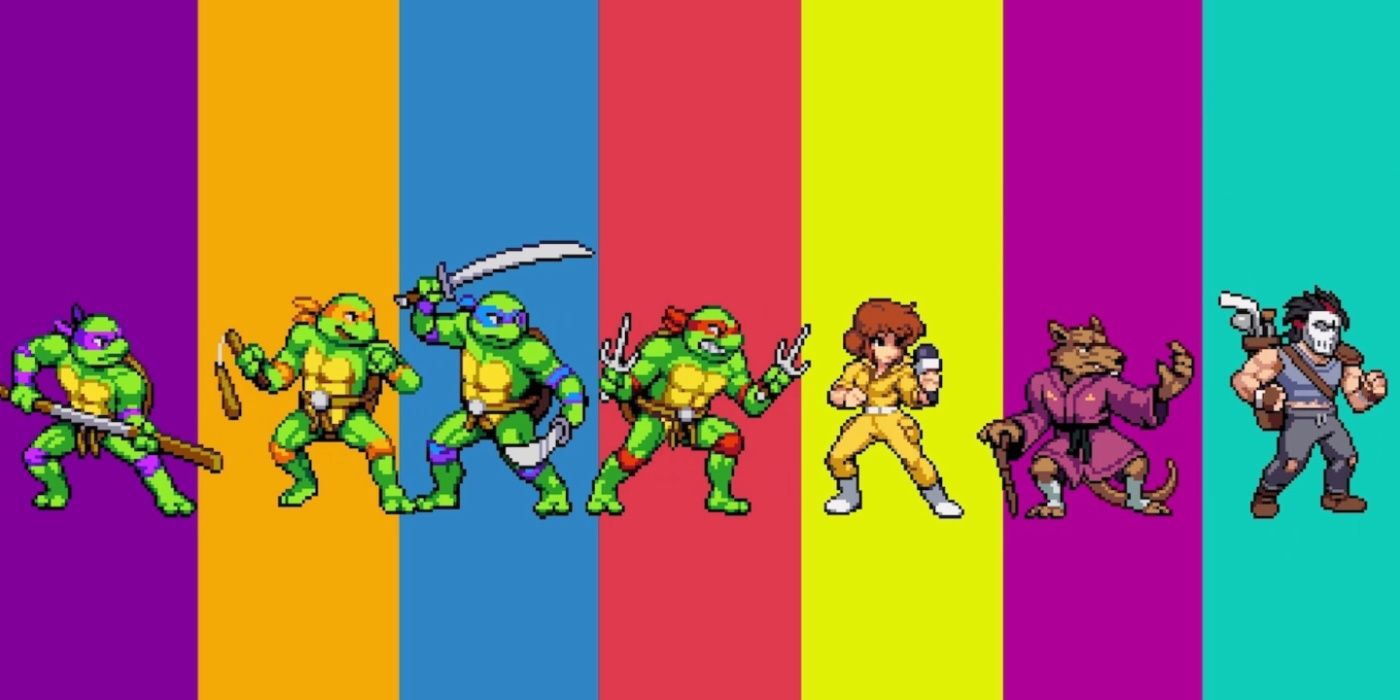 Teenage-Mutant-Ninja-Turtles-Shredder's-Revenge-Donatello-Michelangelo-Leonardo-Raphael-April-O’Neil-Master-Splinter-and-Casey-Jones