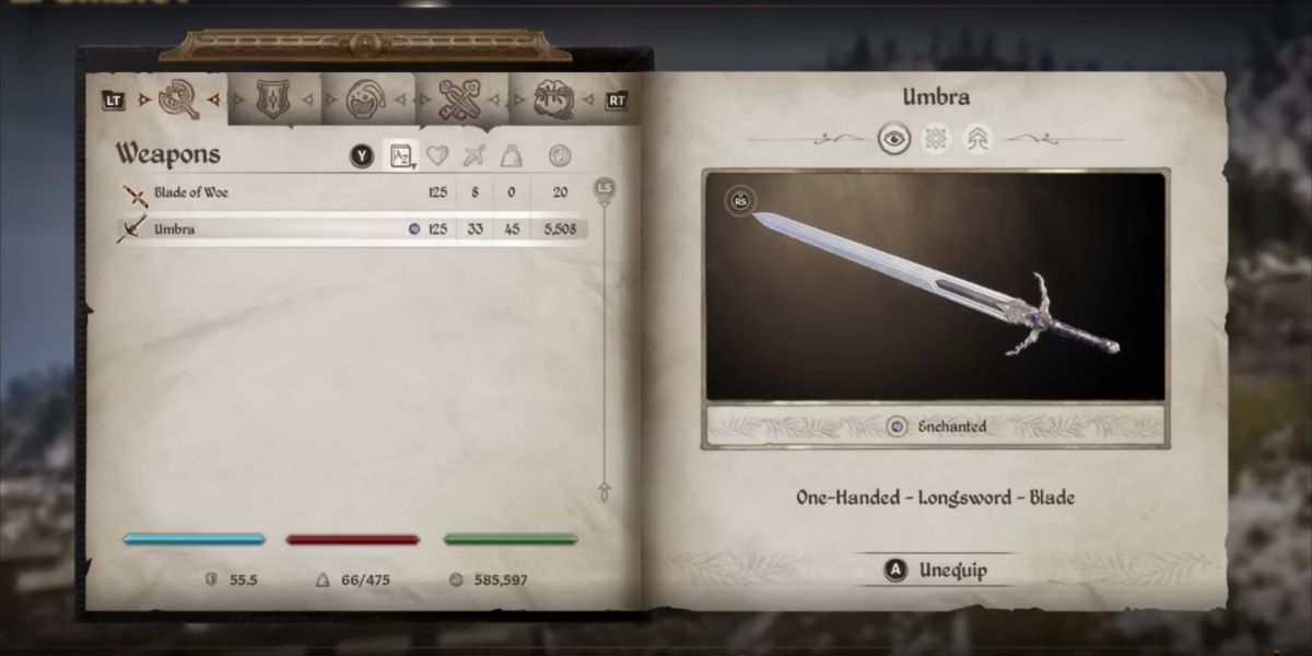 Umbra Longsword in The Elder Scrolls IV: Oblivion Remastered