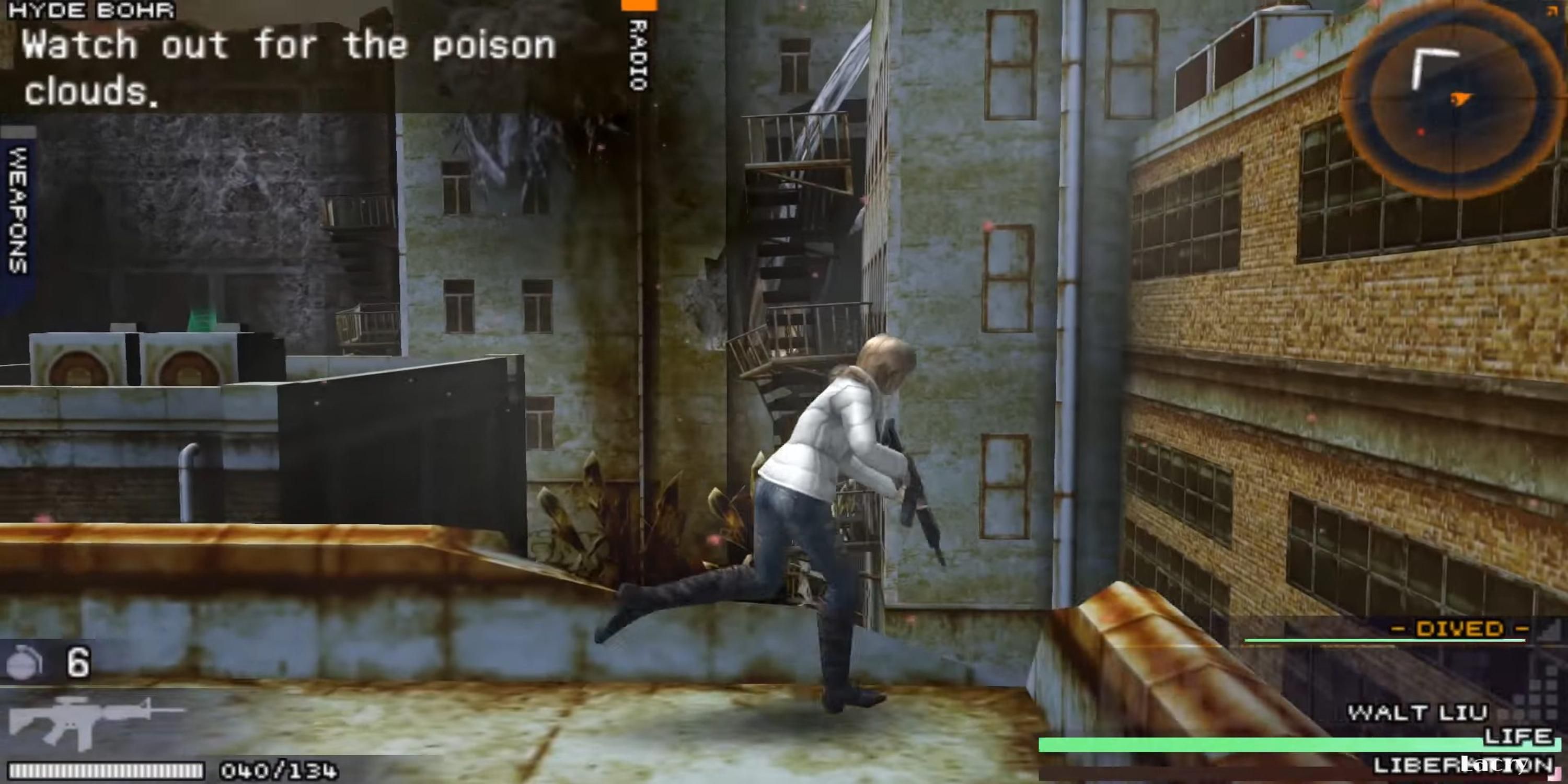 Walking on rooftops holding a gun in The 3rd Birthday