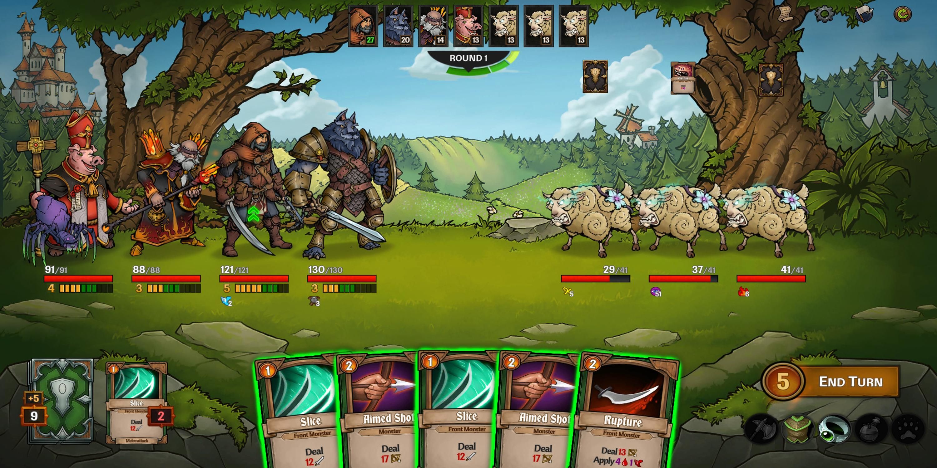 Warriors fighting a herd of sheep in Across the Obelisk