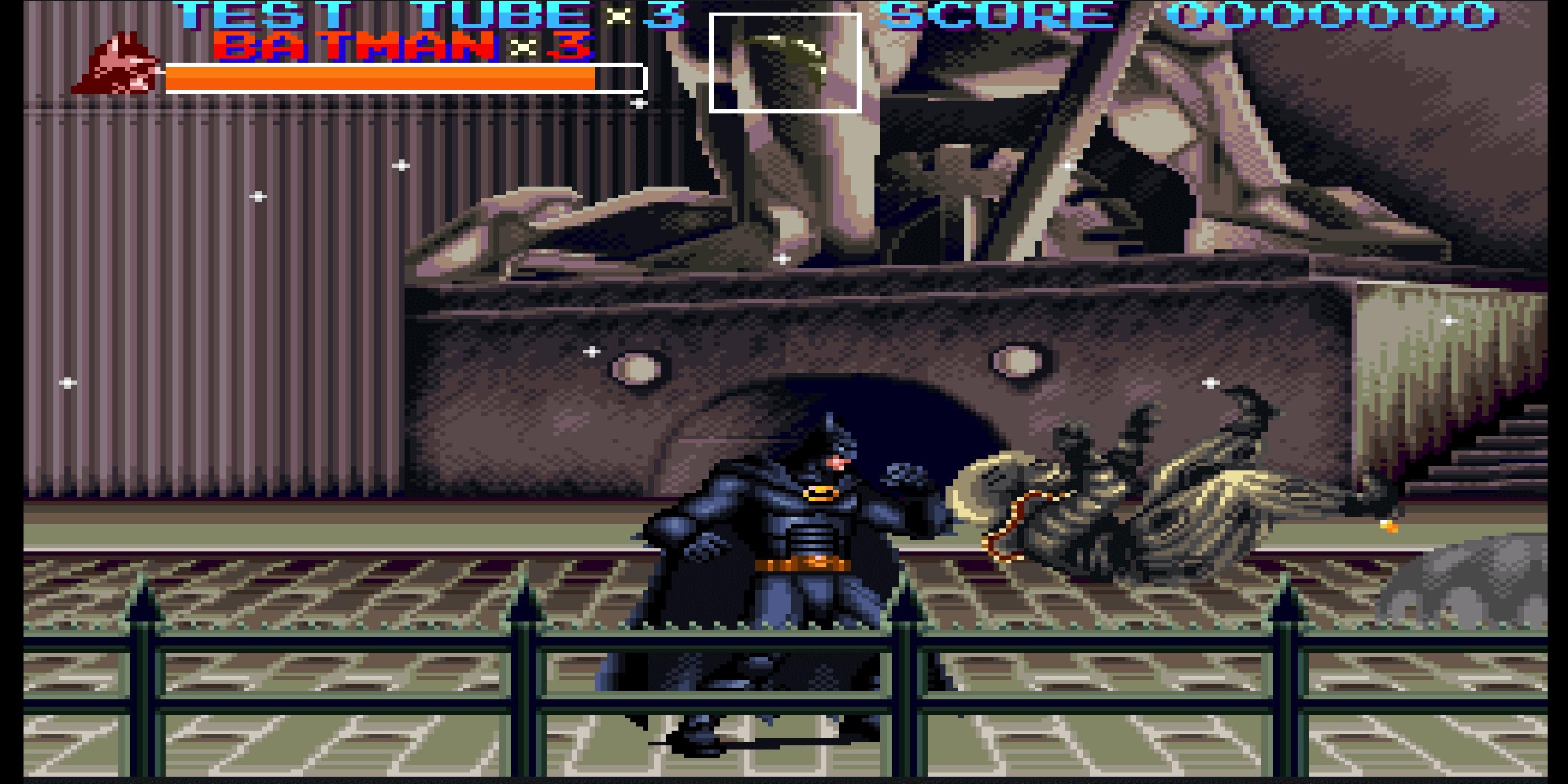 Batman punching enemy in the air in Batman Returns-1