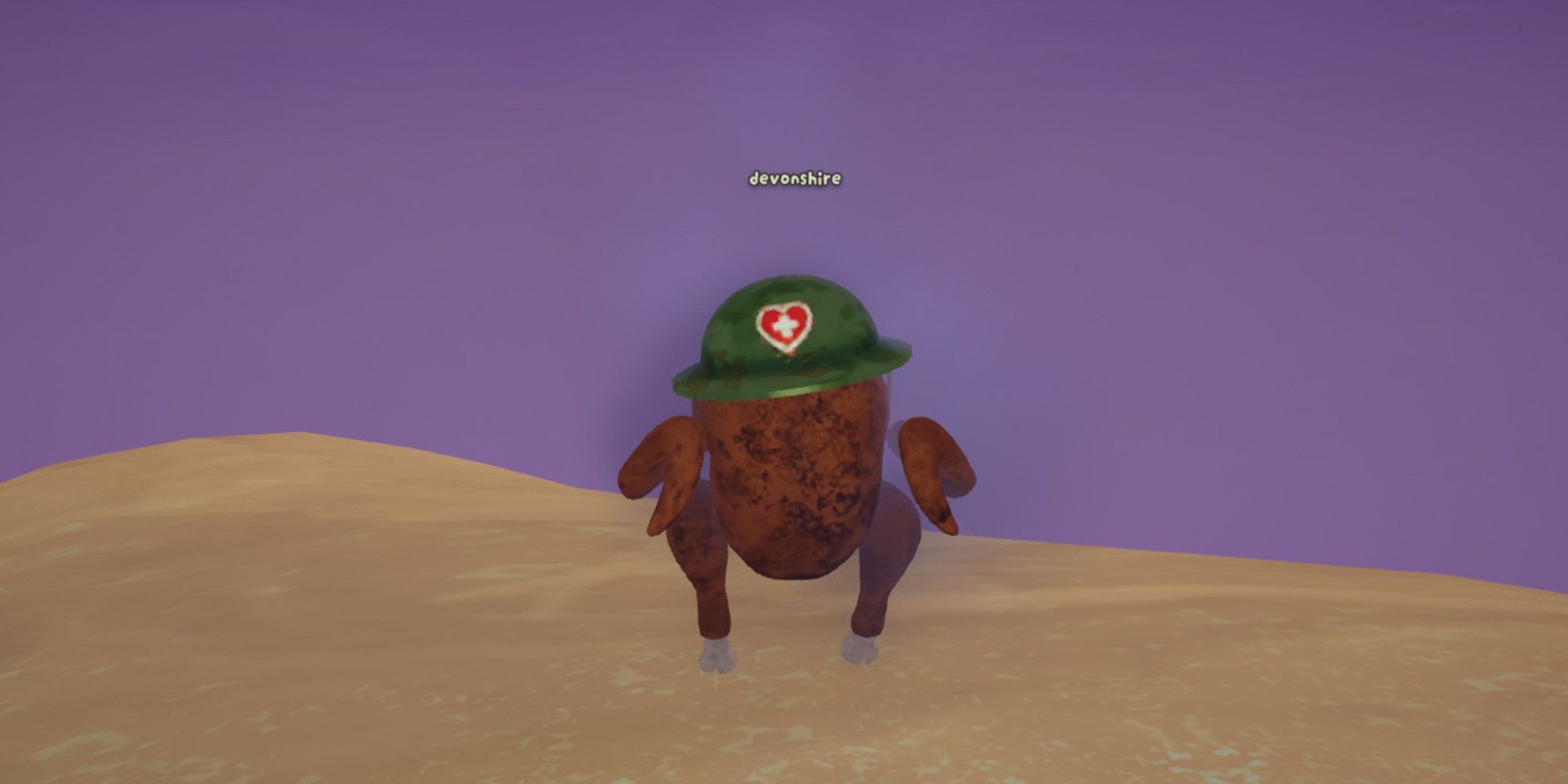 A player looking like a chicken due to a high level of hunger. 
