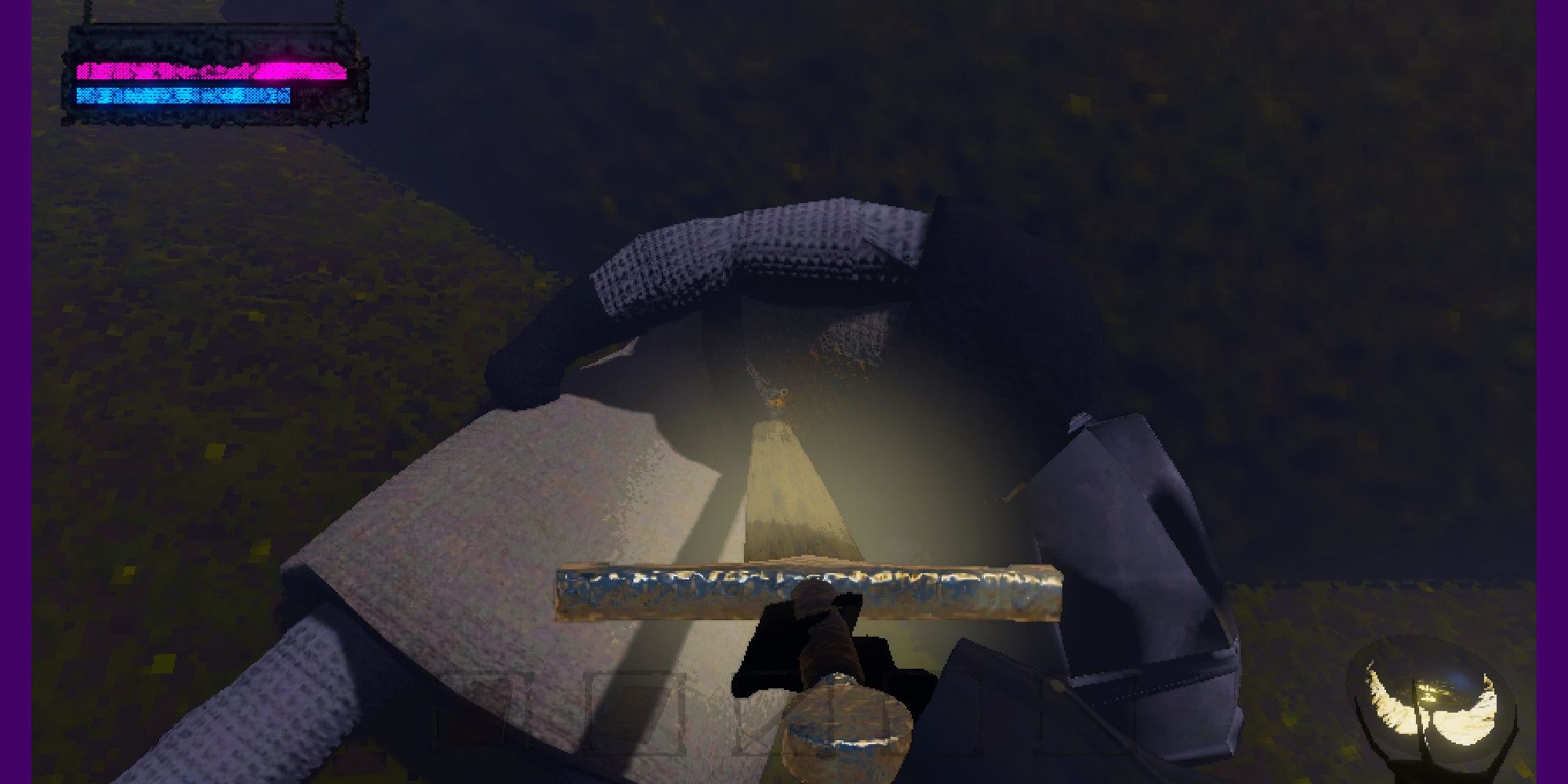 A player seemingly having just killed the wounded knight with Excalibur. 