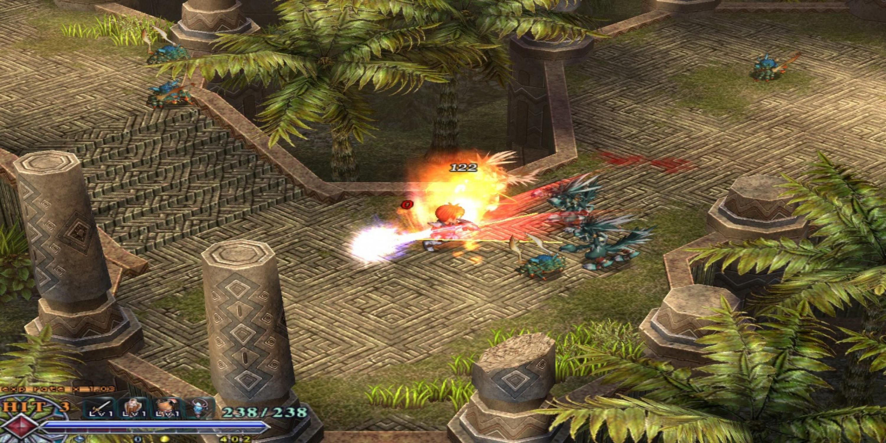 Fighting a bunch of enemies in Ys The Oath in Felghana