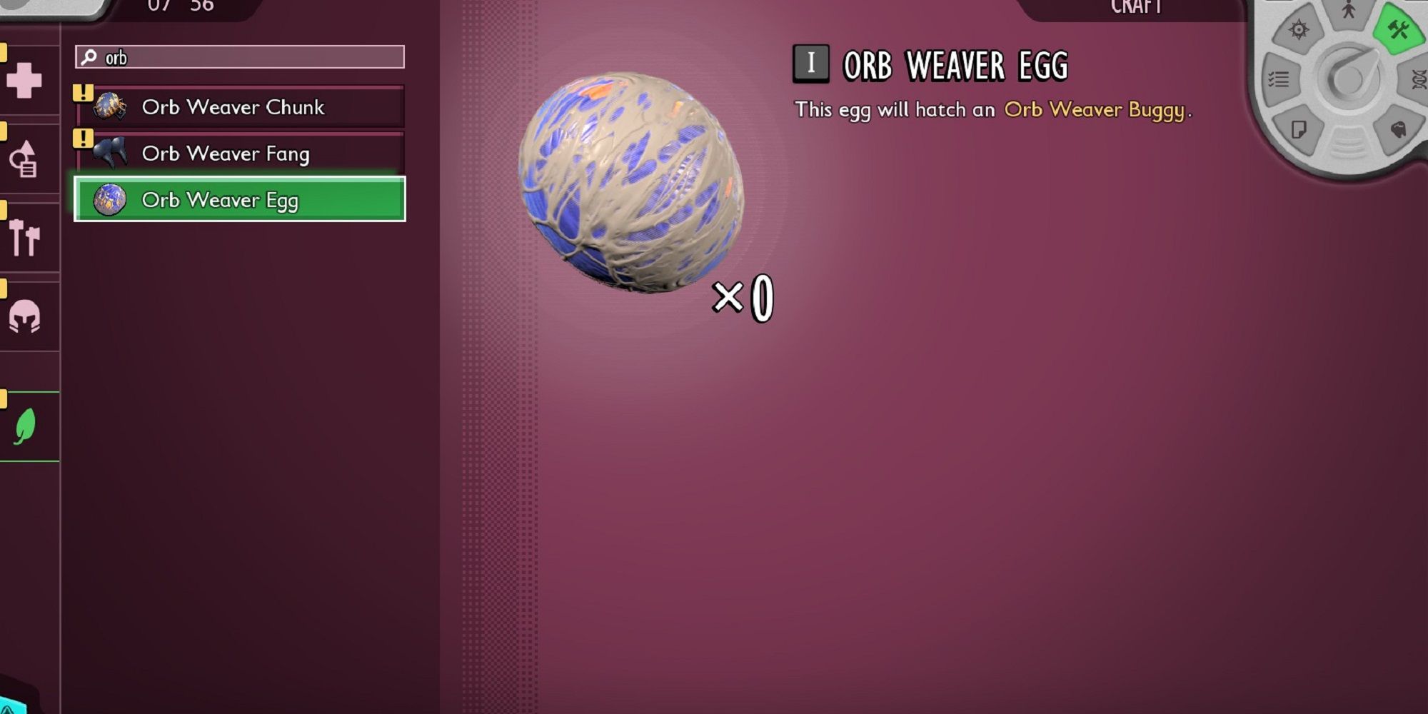 Grounded 2 Orb Weaver Egg Use
