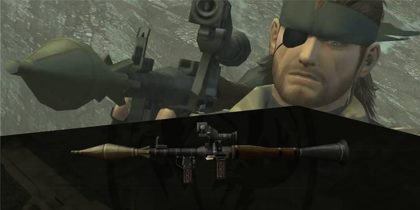 Metal-Gear-Solid-3-Split-Image-Naked-Snake-aiming-RPG-and-weapon-view-of-RPG