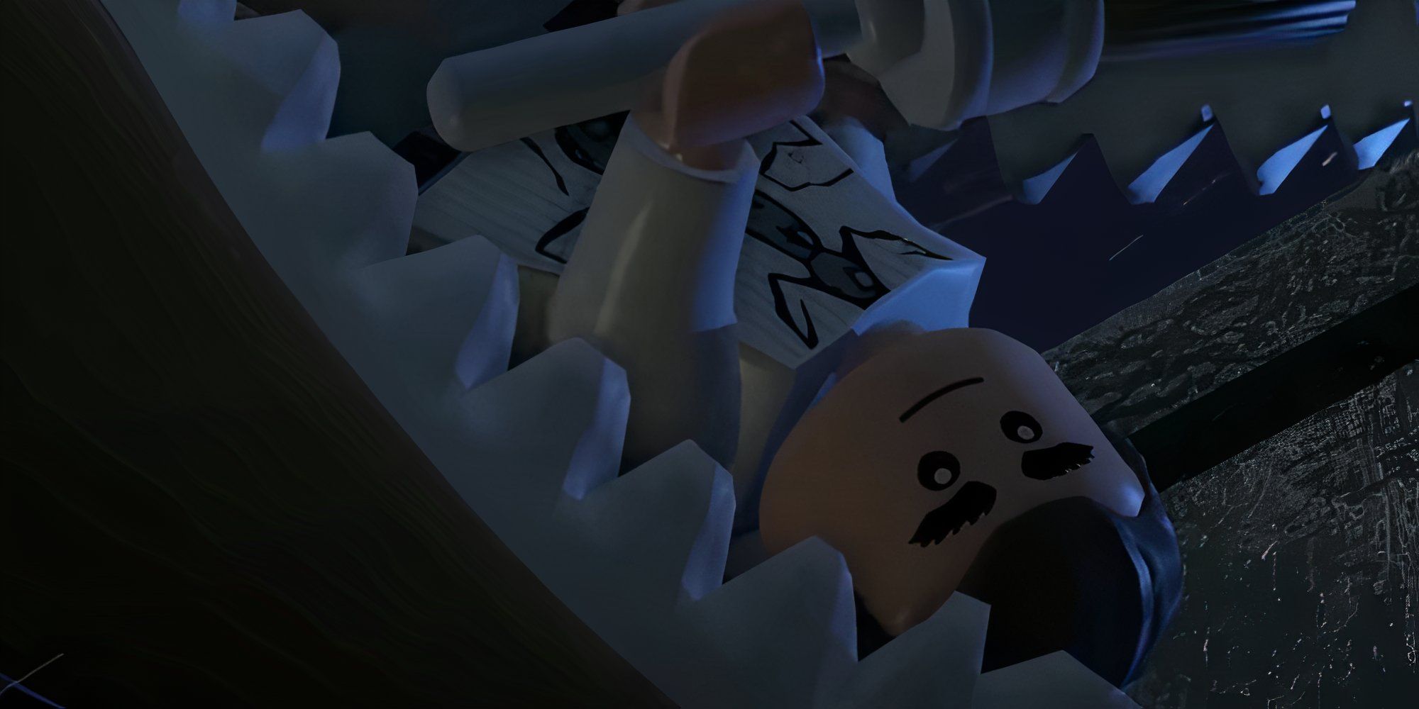 Lego Jurassic Park Tyrannosaurus bite scene