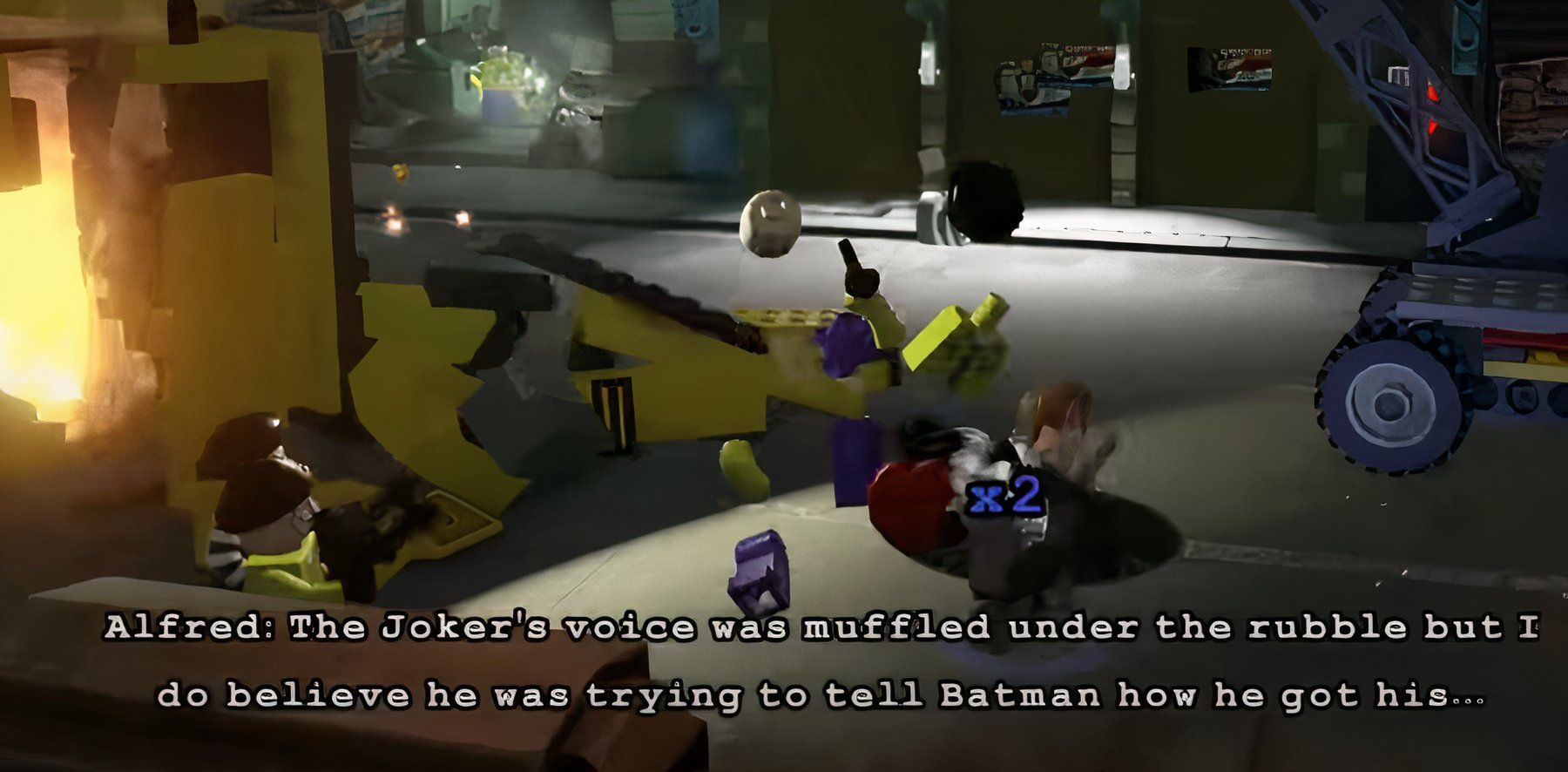 Lego Batman joker dialogue scarfs during combat