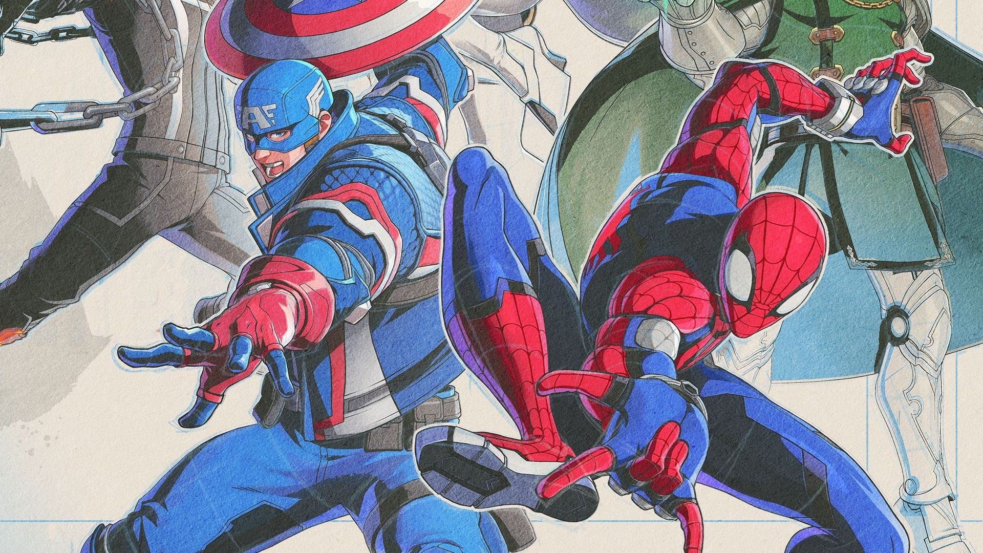 Marvel Tokon Captain America Spider-Man Keyart