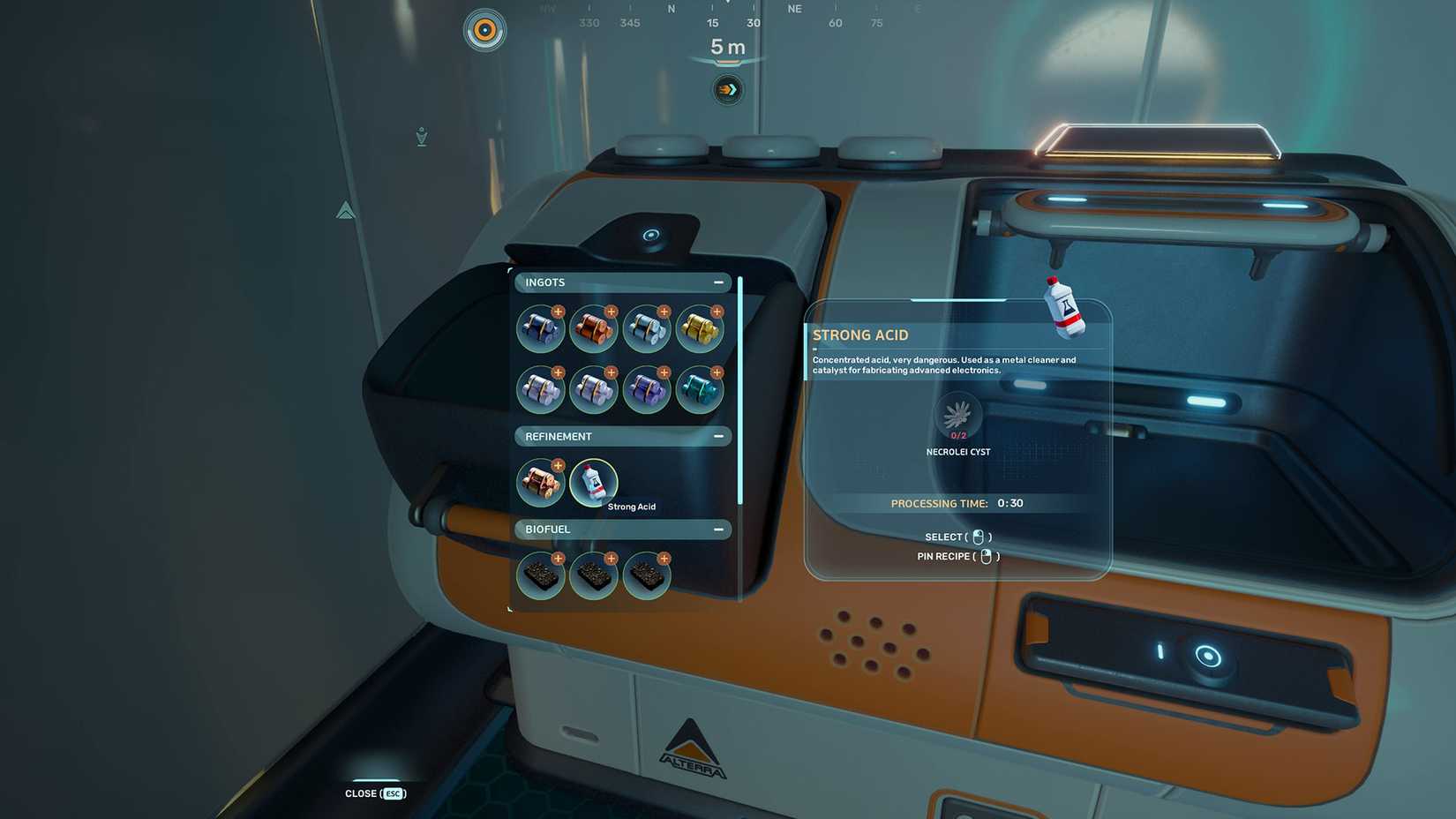 Receta de ácido fuerte Necro de Subnautica 2