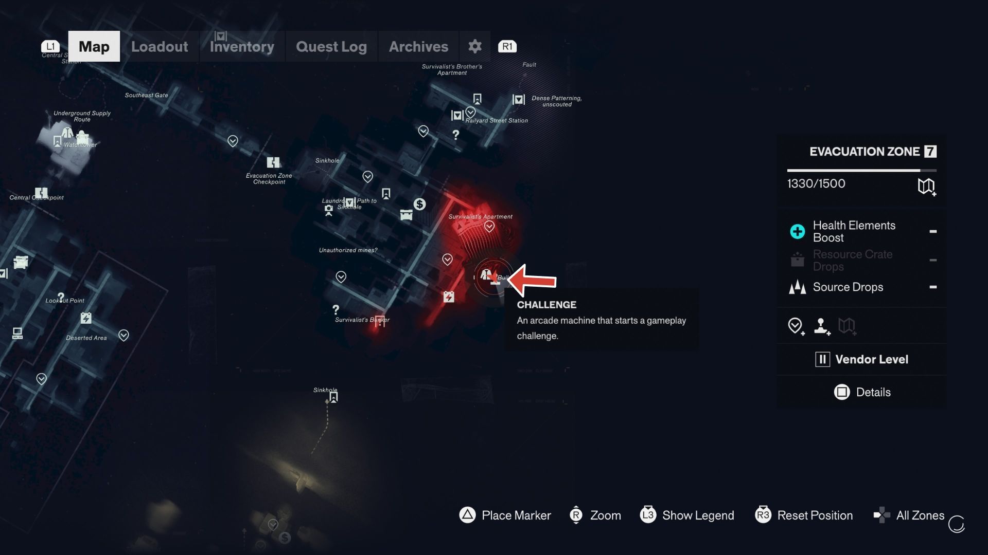 Arcade Machine Location in the Evacuation Zone Control Resonant