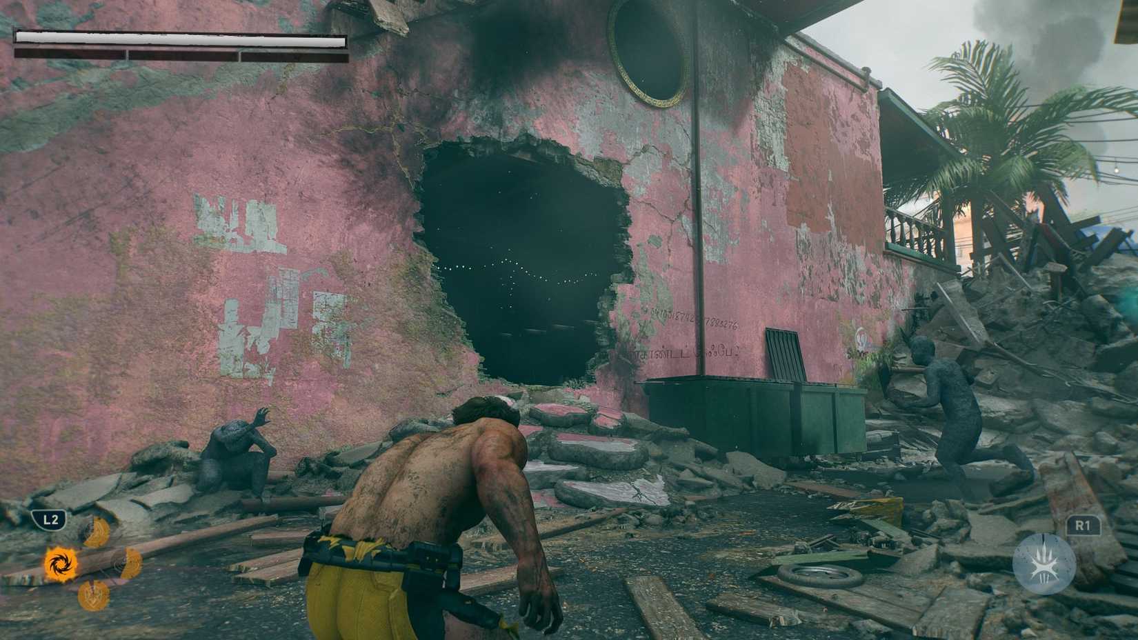 Hole in Building Leading to Whiskey Bottle Marvel's Wolverine
